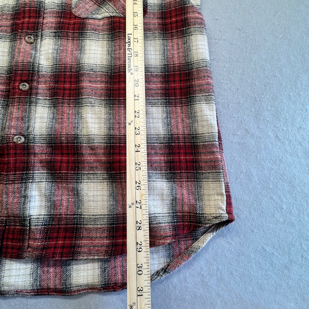 Field & Stream Flannel Shirt Mens M Red Plaid Button Down Heavy Cotton Outdoor - Picture 6 of 10